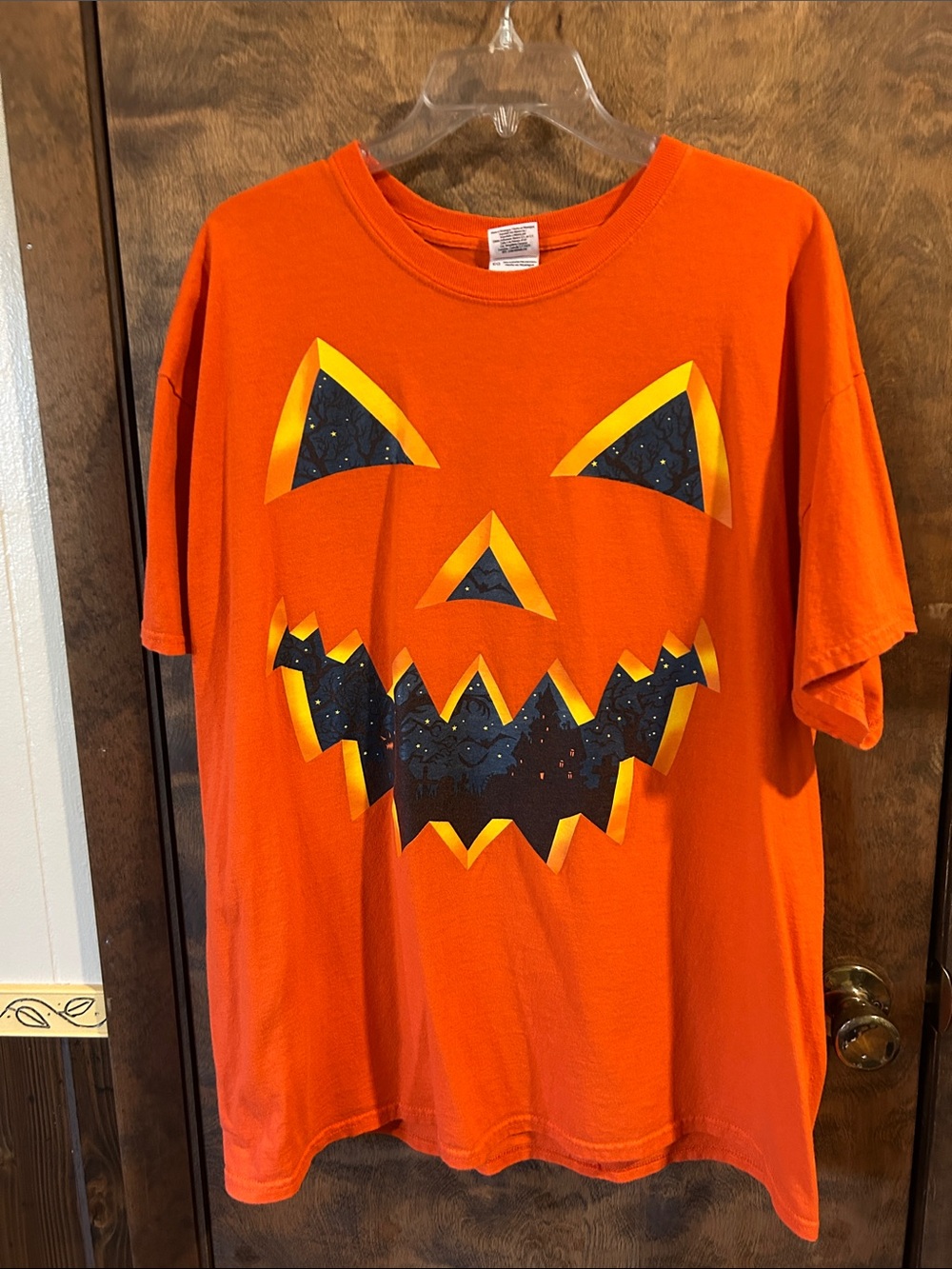 Orange Pumpkin Face Halloween Tee